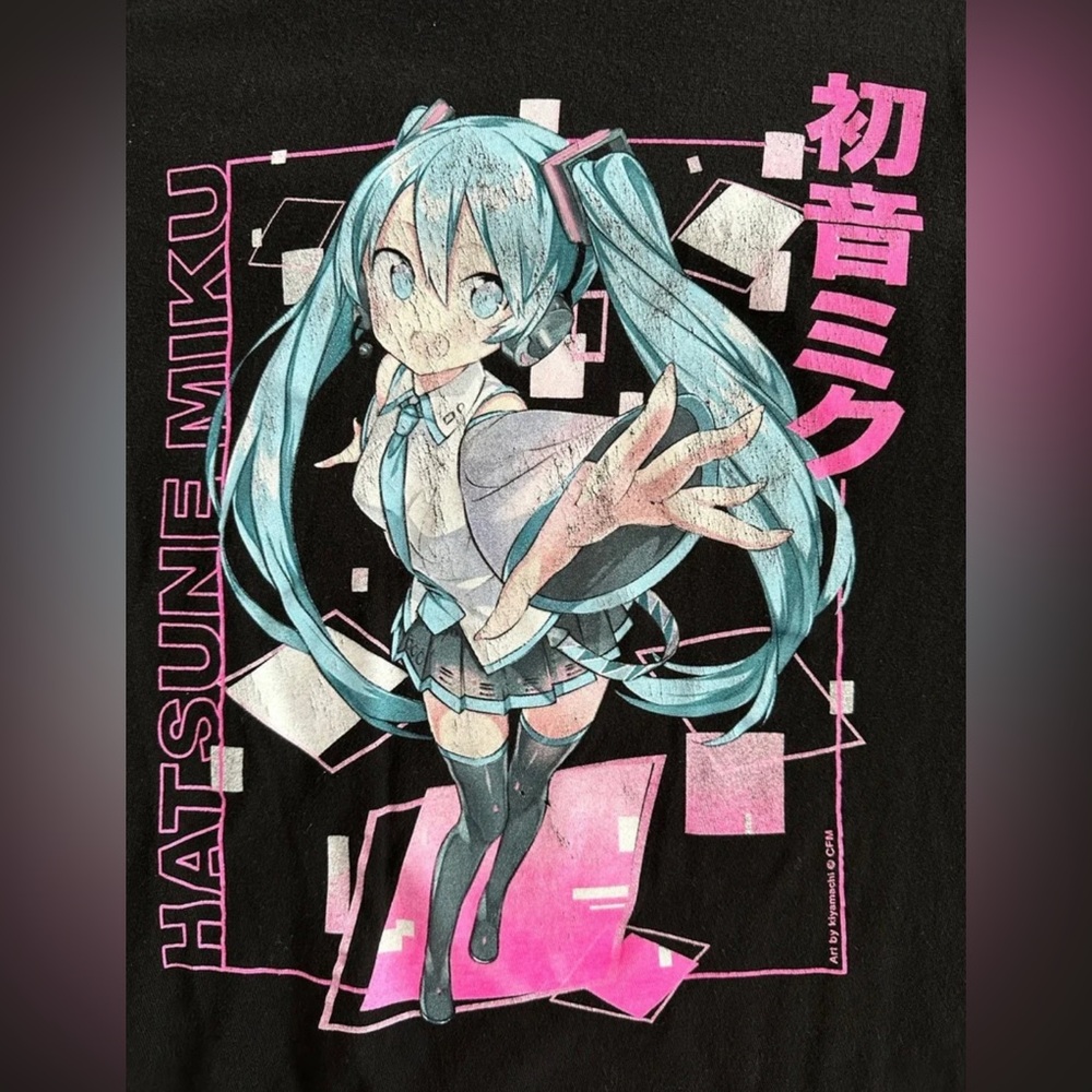 Hatsune Miku Grid Girls Black Short Sleeve T-Shirt size Large - Picture 6 of 10